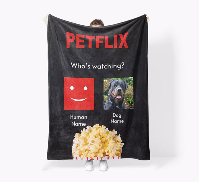 'Petflix' - {breedFullName} Photo Upload Blanket: Premium Sherpa Fleece
